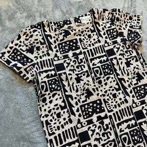 VTG KNIGHTS LTD Shirt Dress Women's Size M-L Abstract Tunic Linen Blend Shift